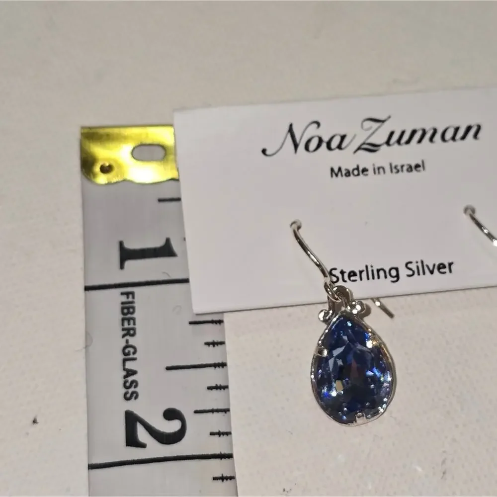 Noa Zuman Sterling Silver Filigree‎ Teardrop Swarovski Crystal Earrings New!